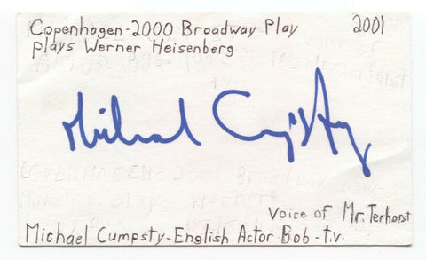 Michael Cumpsty Signed 3x5 Index Card Autographed Signature Actor