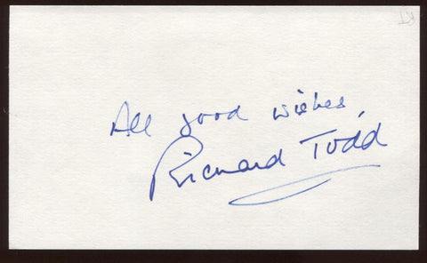 Richard Todd Signed Index Card Autographed 1994 Signature Auto