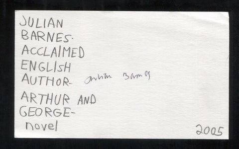 Julian Barnes Signed 3x5 Index Card Autographed Signature Author