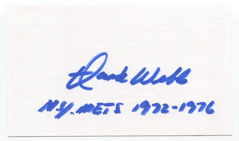 Hank Webb Signed 3x5 Index Card Autograph Baseball MLB 1972 New York Mets