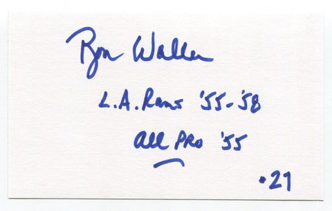 Ron Waller Signed 3x5 Index Card Autograph Football Los Angeles Rams Pro Bowl