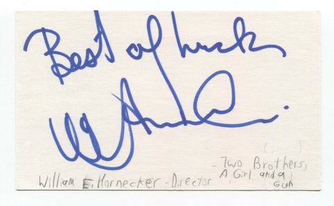 William E. Hornecker Signed 3x5 Index Card Autographed Signature Film Director