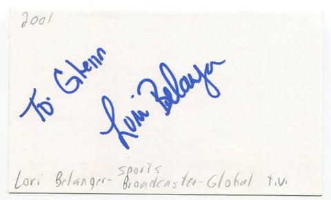 Lori Belanger Signed 3x5 Index Card Autographed Signature Sportscaster