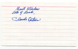 Claude Osteen Signed 3x5 Index Card Autographed MLB Baseball Los Angeles Dodgers