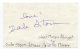 Gale Storm Signed 3x5 Index Card Autographed Signature Actress