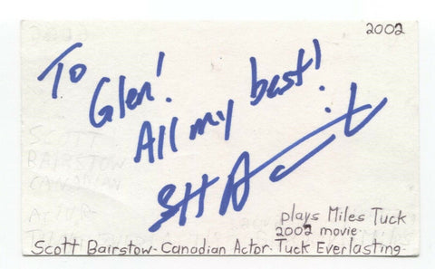 Scott Bairstow Signed 3x5 Index Card Autographed Actor Signature Party of Five