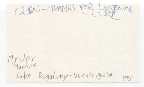 Mystery Machine - Luke Rogalsky Signed 3x5 Index Card Autographed Signature