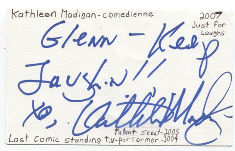Kathleen Madigan Signed 3x5 Index Card Autographed Signature Comedian Comic