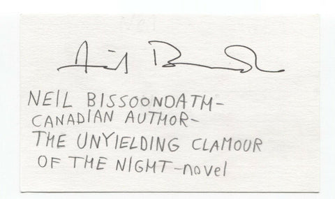 Neil Bissoondath Signed 3x5 Index Card Autographed Signature Author Writer