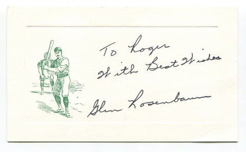 Glen Rosenbaum Signed Card Autograph MLB Baseball Roger Harris Collection