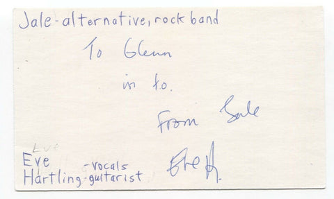 Jale - Eve Hartling Signed 3x5 Index Card Autographed Signature Band