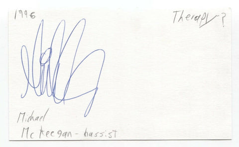 Therapy? - Michael McKeegan Signed 3x5 Index Card Autographed Signature Band