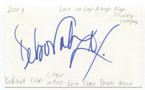Deborah Cox Signed 3x5 Index Card Autographed Signature Singer