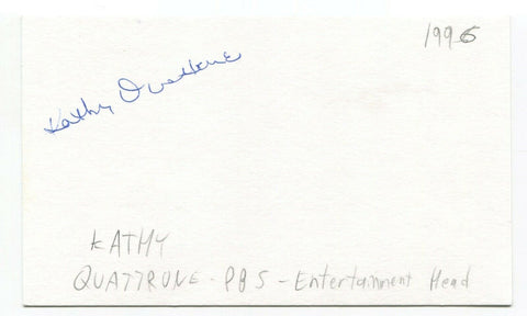 Kathy Quattrone Signed 3x5 Index Card Autographed Signature PBS Director