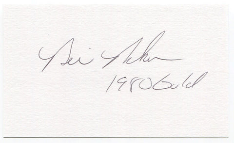 Bill Baker Signed 3x5 Index Card Autographed Hockey 1980 Olympics GOLD