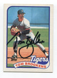 1989 Topps Tom Brookens Signed Card Baseball MLB Autographed AUTO #342