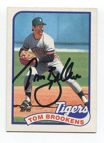 1989 Topps Tom Brookens Signed Card Baseball MLB Autographed AUTO #342