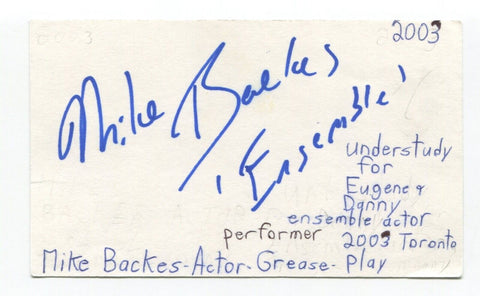 Michael Backes Signed 3x5 Index Card Autographed Actor Orange Is The New Black