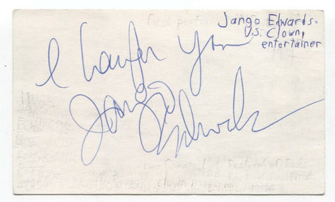 Jango Edwards Signed 3x5 Index Card Autographed Signature Clown Entertainer