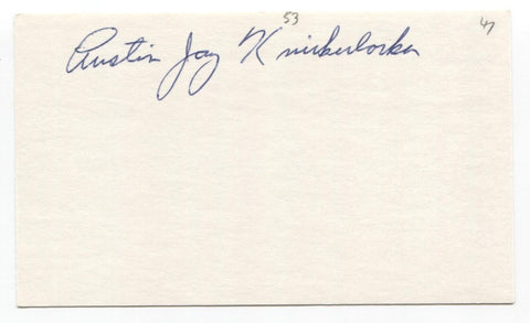 Austin Jay Knickerbocker Signed 3x5 Index Card Baseball Autographed Signature 