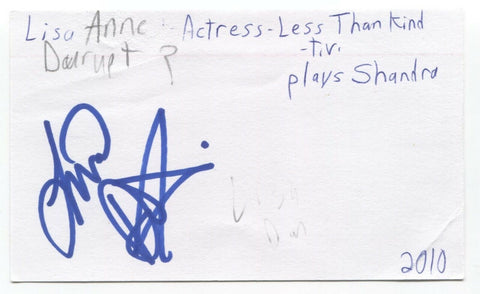Lisa Durupt Signed 3x5 Index Card Autographed Signature Actress Less Than Kind