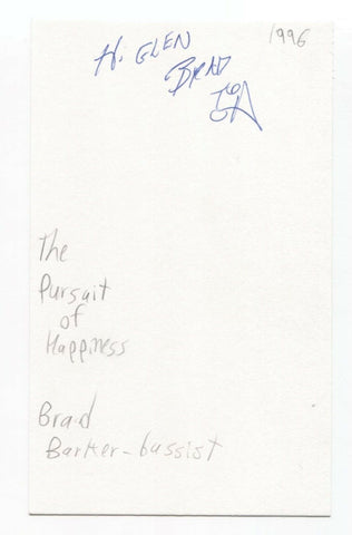 The Pursuit of Happiness - Brad Barker Signed 3x5 Index Card Autographed Band