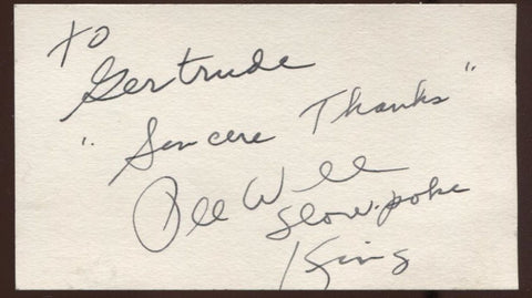 Pee Wee King  Signed Card  Autographed Singer Vocalist AUTO Signature