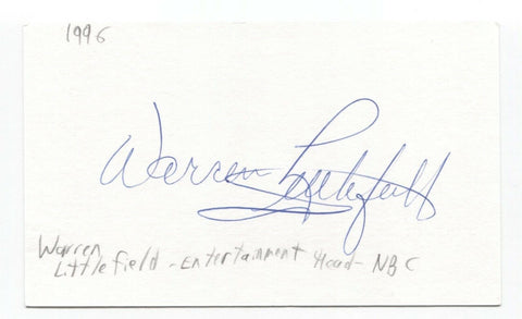 Warren Littlefield Signed 3x5 Index Card Autographed Signature NBC Executive