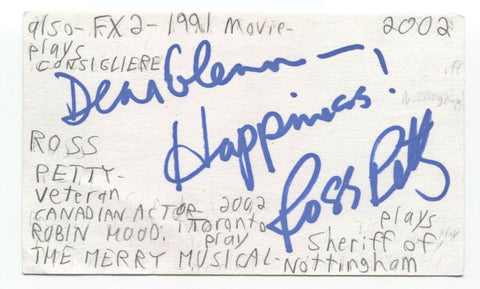 Ross Petty Signed 3x5 Index Card Autograph Signature Actor Producer