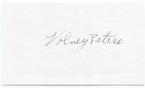 Volney Peters Signed 3x5 Index Card Autographed MLB Baseball Washington Redskins