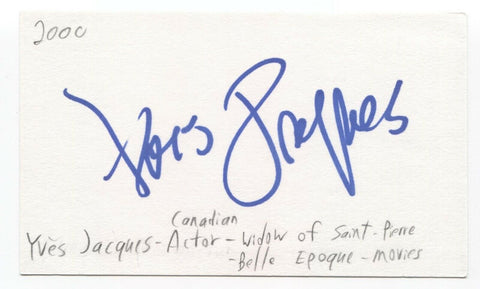 Yves Jacques Signed 3x5 Index Card Autographed Signature Actor