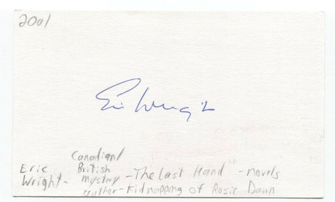 Eric Wright Signed 3x5 Index Card Autographed Signature Author Writer