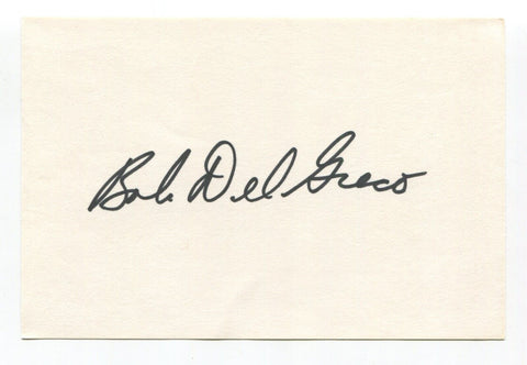 Bob Bobby Del Greco Signed 3x5 Index Card Autographed Baseball