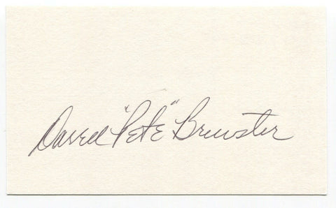 Darrel "Pete" Brewster Signed 3x5 Index Card Autographed Cleveland Browns NFL