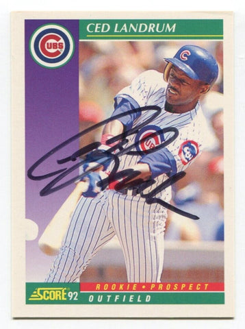 1992 Score Ced Landrum Signed Card Baseball Autographed #418