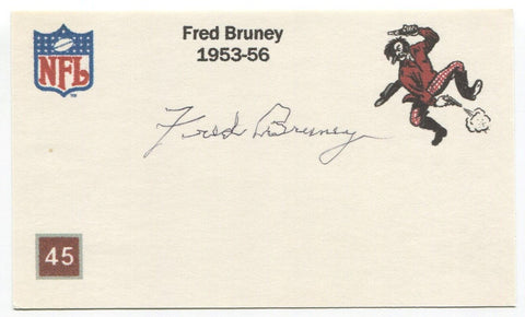 Fred Bruney Signed 3x5 Index Card Autographed San Francisco 49ers AFL All Star