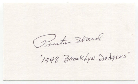 Preston Ward Signed 3x5 Index Card Autograph Baseball MLB 1948 Brooklyn Dodgers