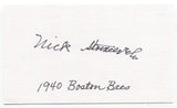 Nick Strincevich Signed 3x5 Index Card Autographed Baseball 1940 Boston Bees