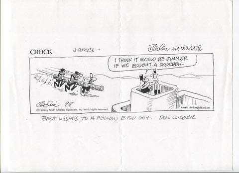 Don Wilder Signed Comic Strip Copy Autographed Signature Cartoonist Crock
