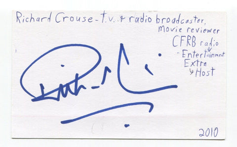 Richard Crouse Signed 3x5 Index Card Autographed Actor Film Critic TV Host