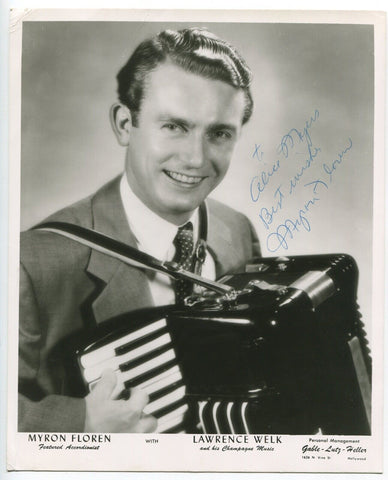 Myron Floren Signed 8x10 Vintage Photo Autographed Lawrence Welk Show Accordion