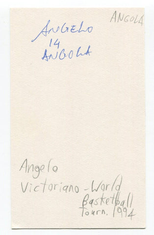 Angelo Victoriano Signed 3x5 Index Card Autographed Basketball Angola