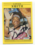 1991 Fleer Lonnie Smith Signed Card Baseball RC Autograph AUTO #702