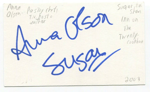 Anna Olsen Signed 3x5 Index Card Autographed Canadian Chef Cooking Host