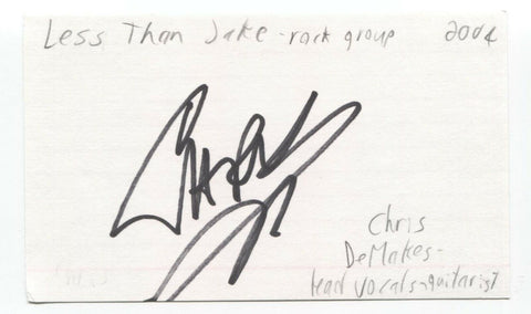Chris DeMakes Signed 3x5 Index Card Autographed Signature Less Than Jake