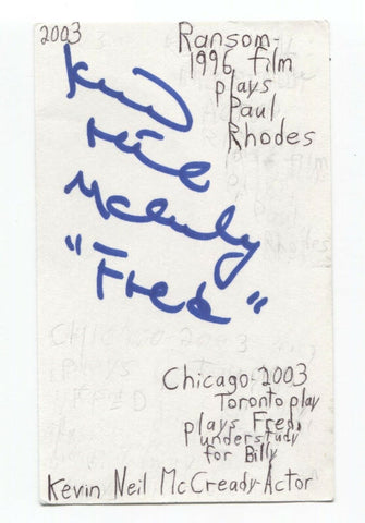 Kevin Neil McCready Signed 3x5 Index Card Autographed Signature Actor