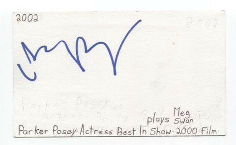Parker Posey Signed 3x5 Index Card Autographed Signature Actress