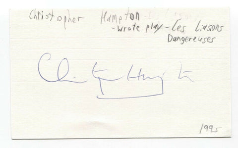 Christopher Hampton Signed 3x5 Index Card Autographed Signature Director