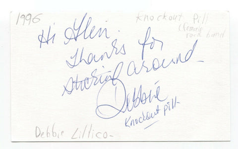 Knockout Pill - Debbie Zillico Signed 3x5 Index Card Autographed Signature Band