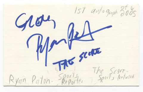 Ryan Paton Signed 3x5 Index Card Autographed Signature Sports Reporter